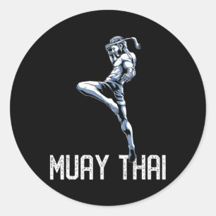 Sticker Rond Tigre de Muay Thai - Nak Muay, Cadeau de Kickboxin