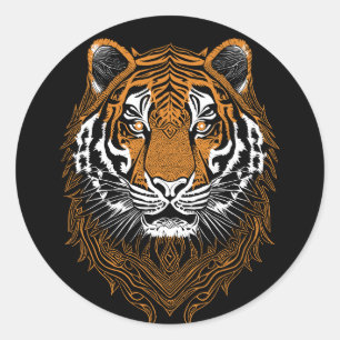 Sticker Rond Tigre détaillé