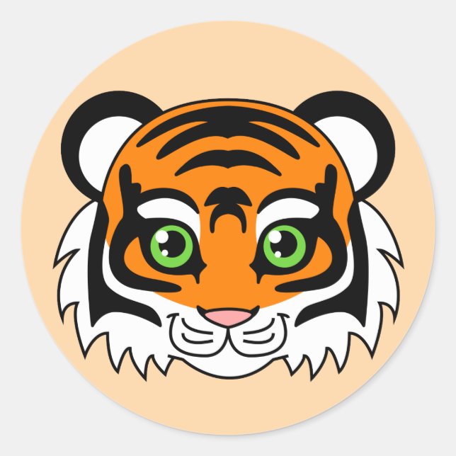 Sticker Rond Tigre doux orange (Devant)