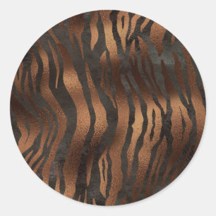 Sticker Rond Tigre élégant chic stylé bronze noir