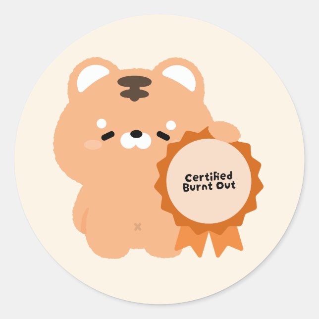 Sticker Rond Tigre Épuisé Certifié (Devant)