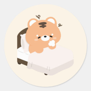 Sticker Rond Tigre fatigué mignon