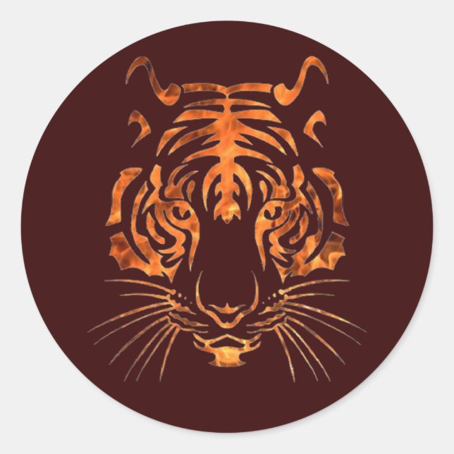 Sticker Rond Tigre flamboyant (Devant)