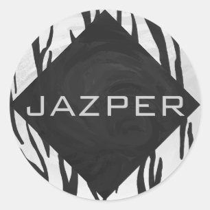 Sticker Rond Tigre Monogramme noir et blanc