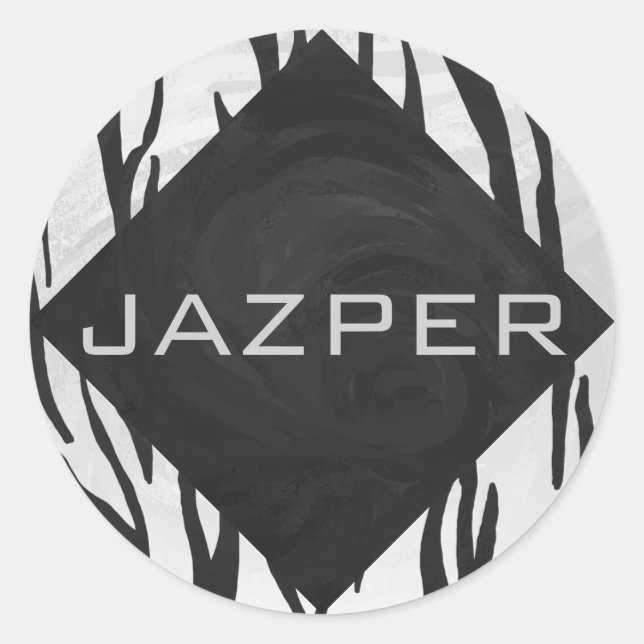 Sticker Rond Tigre Monogramme noir et blanc (Devant)