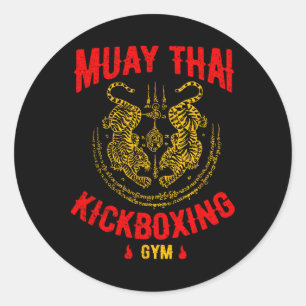 Sticker Rond Tigre Muay Thai Kickboxing Gym Entraînement Mma Ca