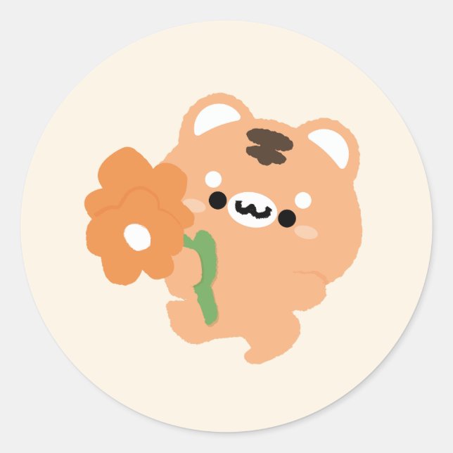 Sticker Rond Tigre romantique (Devant)