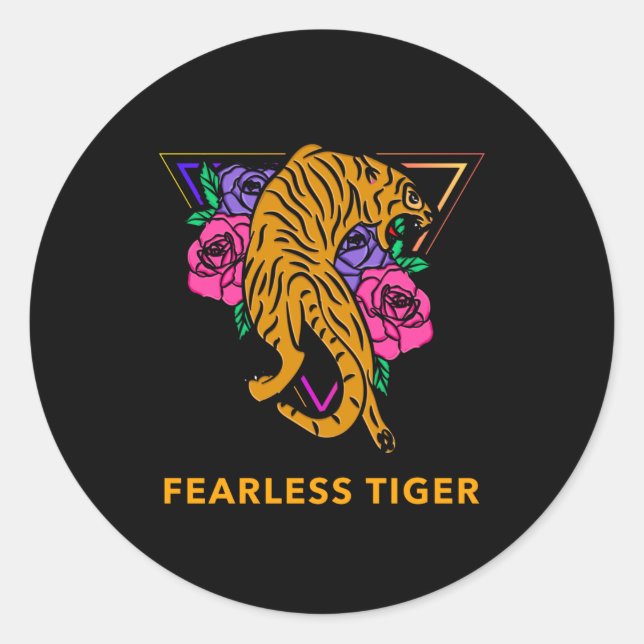 Sticker Rond Tigre sans peur (Devant)