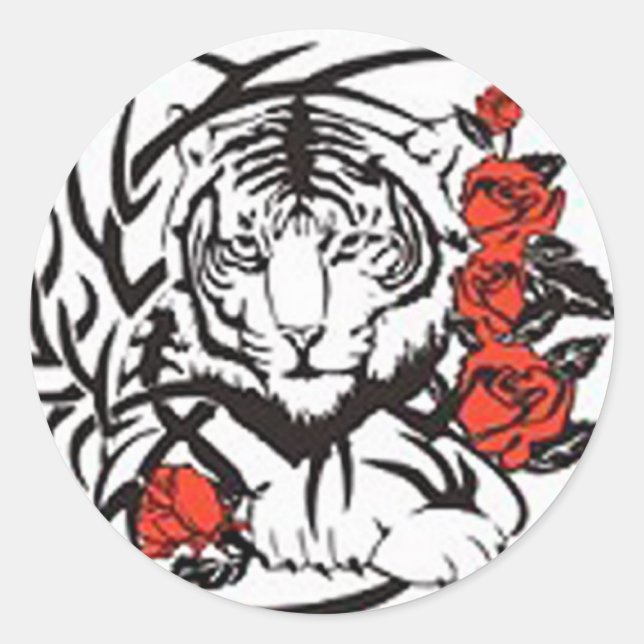 Sticker Rond Tigre sans peur - sans frontière (Devant)