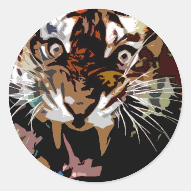 Sticker Rond Tigre torride (Devant)