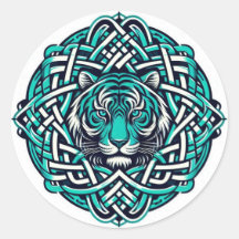 Tigre Turquoise ronde celtique