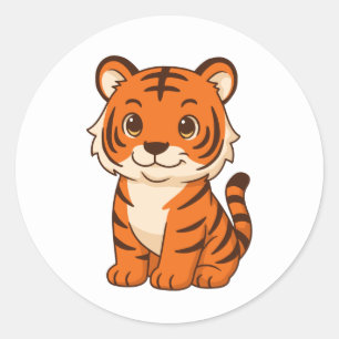 Sticker Rond Tigreau Mignon