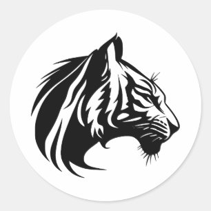 Sticker Rond Tigres Abstraits : une approche minimaliste