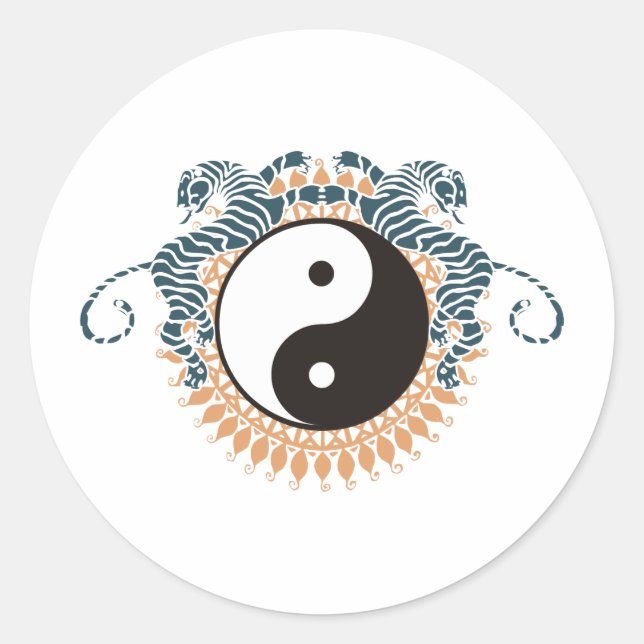 Sticker Rond Tigres et Yin Yang (Devant)