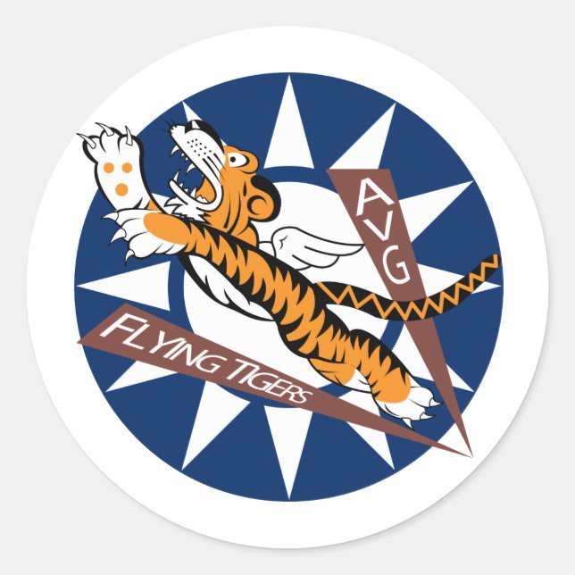 Sticker Rond Tigres volants (Devant)