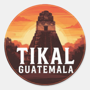 Sticker Rond Tikal Guatemala Sunset Travel