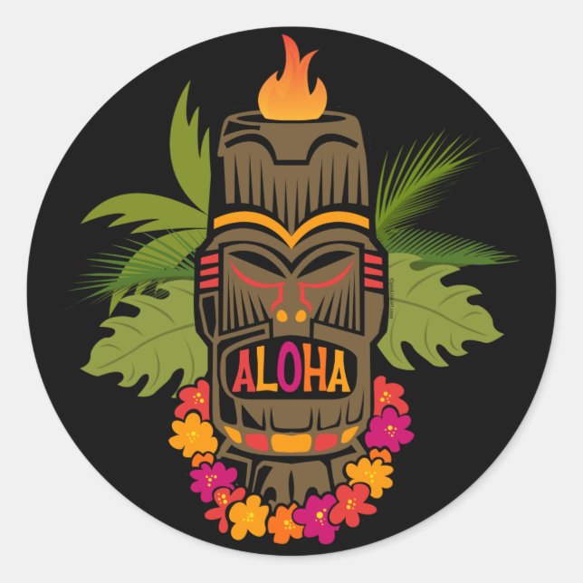 Sticker Rond Tiki Aloha (Devant)