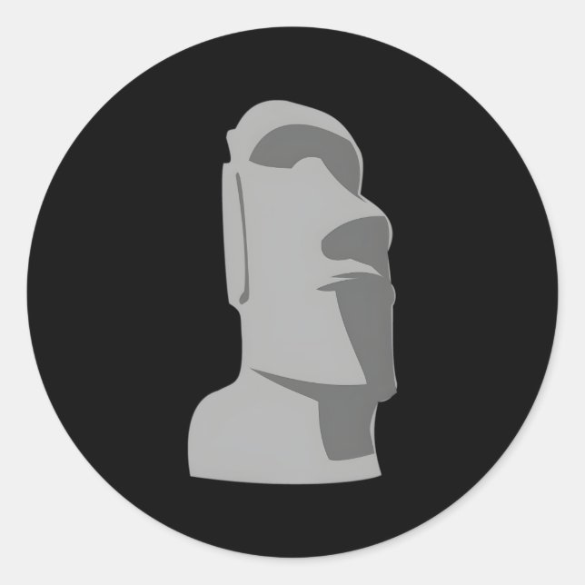 Sticker Rond Tiki Moai Ile de Pâques Hawaii Luau Grey (Devant)