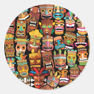 Sticker Rond TIKI Pattern 4
