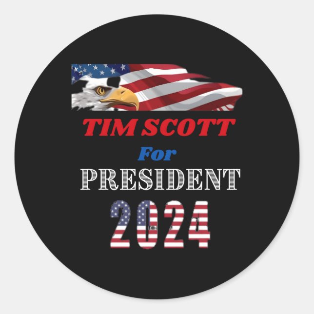 Sticker Rond Tim Scott Pour Président Républicain Politique Can (Devant)
