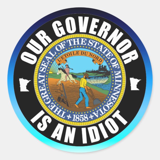 Sticker Rond Tim Walz est un idiot (Devant)