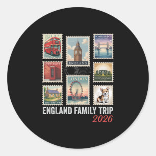 Sticker Rond Timbre Angleterre Voyage en Famille 2026 London Ey