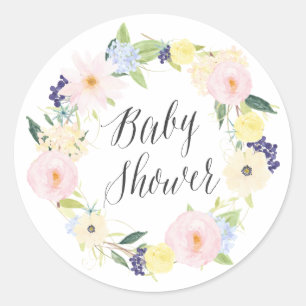 Sticker Rond Timbre bébé Fleurs de printemps pastel pour Baby S