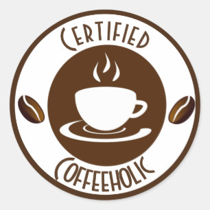 Sticker Rond Timbre CoffeeHolic Certifié