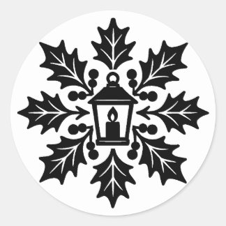 Sticker Rond Timbre de lanterne et de flocon de neige creux