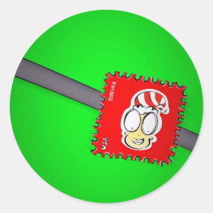 Sticker Rond Timbre de l'Elfe de Noël