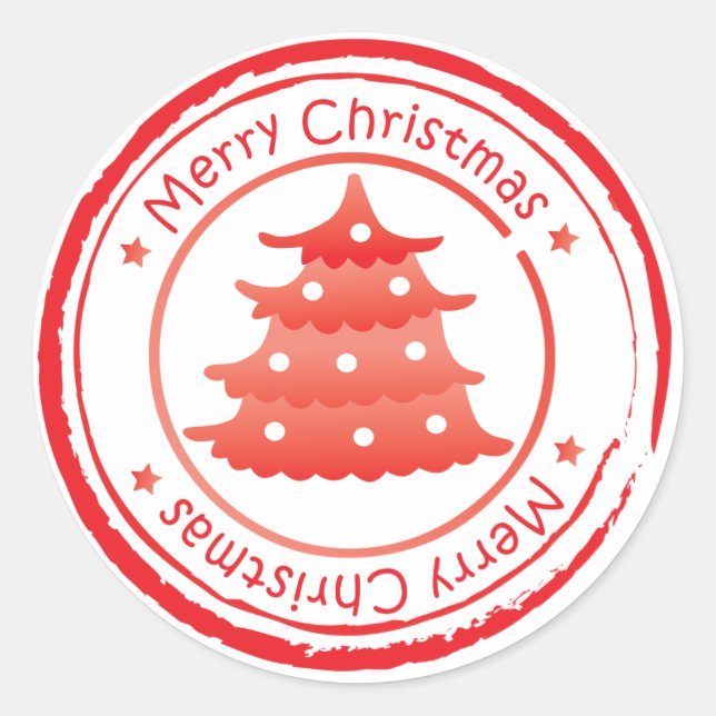 Sticker Rond Timbre de Noël - Arbre de Noël (Devant)