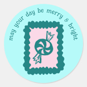 Sticker Rond Timbre de Noël fantaisiste Douce personnalisation 