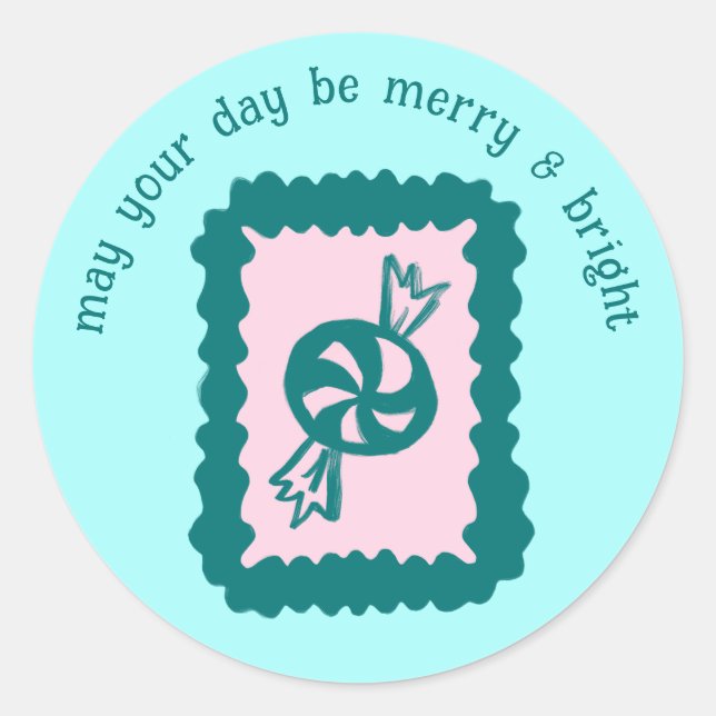 Sticker Rond Timbre de Noël fantaisiste Douce personnalisation  (Devant)