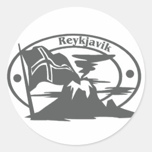 Sticker Rond Timbre de Reykjavik