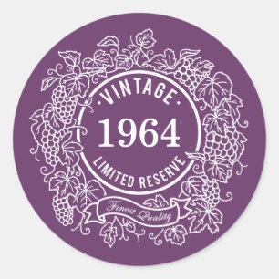 Sticker Rond Timbre de vin blanc vintage, Ajouter année de nais