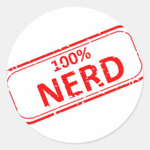 Sticker Rond Timbre en caoutchouc 100% Nerd