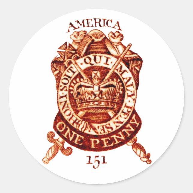 Sticker Rond Timbre fiscal américain 1765 (Devant)