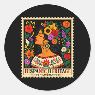 Sticker Rond Timbre Fleurs du Mois du Patrimoine Hispanique Lat