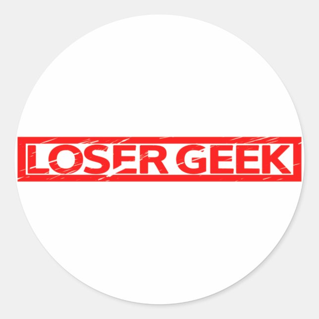 Sticker Rond Timbre Geek perdant (Devant)