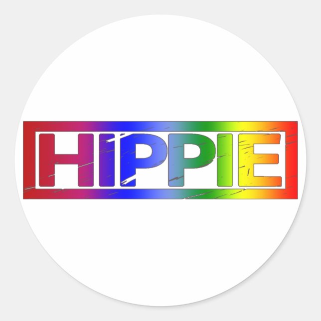 Sticker Rond Timbre hippie (Devant)