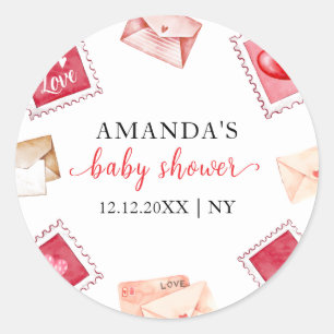 Sticker Rond Timbre Lettre Chéri Baby Shower
