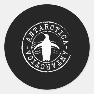 Sticker Rond Timbre Postage Antarctique Penguin