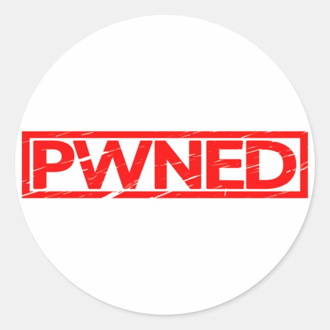 Sticker Rond Timbre Pwned (Devant)