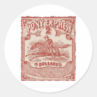Sticker Rond Timbre Vintage Express poney
