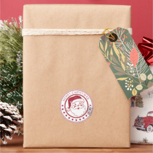 Sticker Rond Timbres de Noël s'amuser mignonne Père Noël bébé