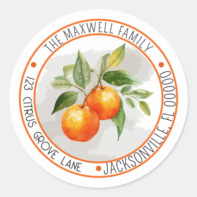 Sticker Rond Timbres de retour circulaires de fruit d'agrumes d (Devant)