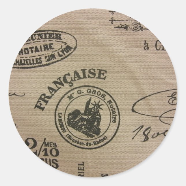 Sticker Rond Timbres de voyage français (Devant)