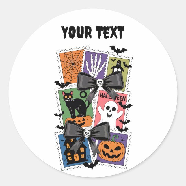 Sticker Rond Timbres d'Halloween vintages — Vibes rétro Éffraya (Devant)