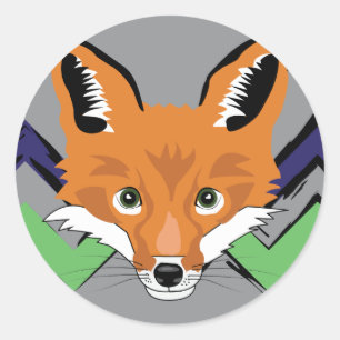Sticker Rond Timbres Fox