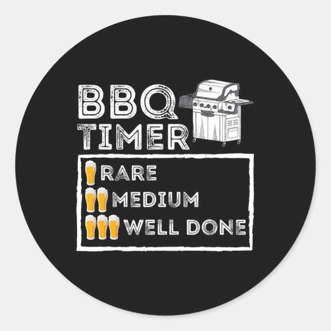 Sticker Rond Timer Barbecue - Funny Bbq Smoker Byrbecue Grillin (Devant)
